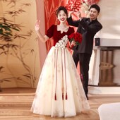 胖mm新娘结婚出阁宴夏 高级感订婚礼服裙2024新款 大码 敬酒服女法式