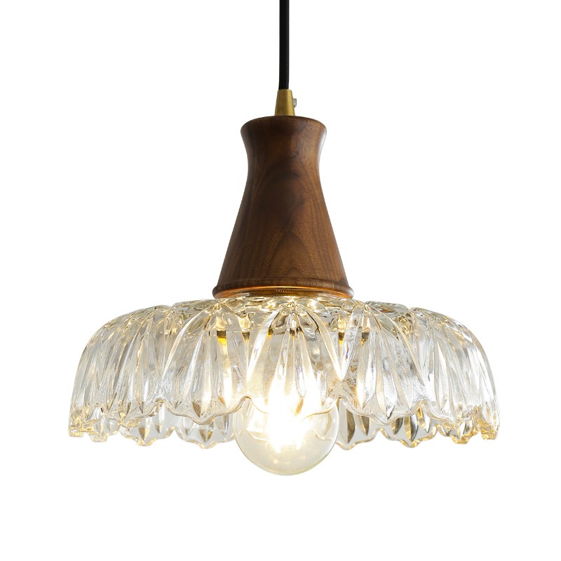 法式复古餐厅吧台吊灯胡桃木玻璃高级感中古风格卧室床头灯具