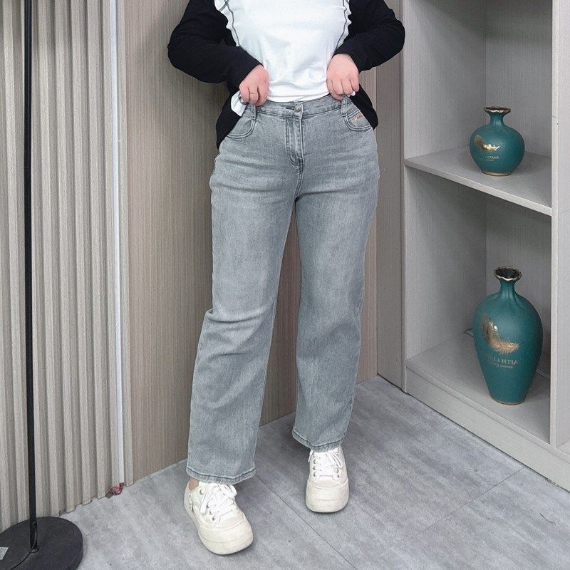阔腿牛仔裤女大码春秋新款胖mm小个子休闲宽松显瘦窄版九分直筒裤,女装/女士精品,大码裤装,淘宝优惠券,粉丝福利购,淘宝优惠卷