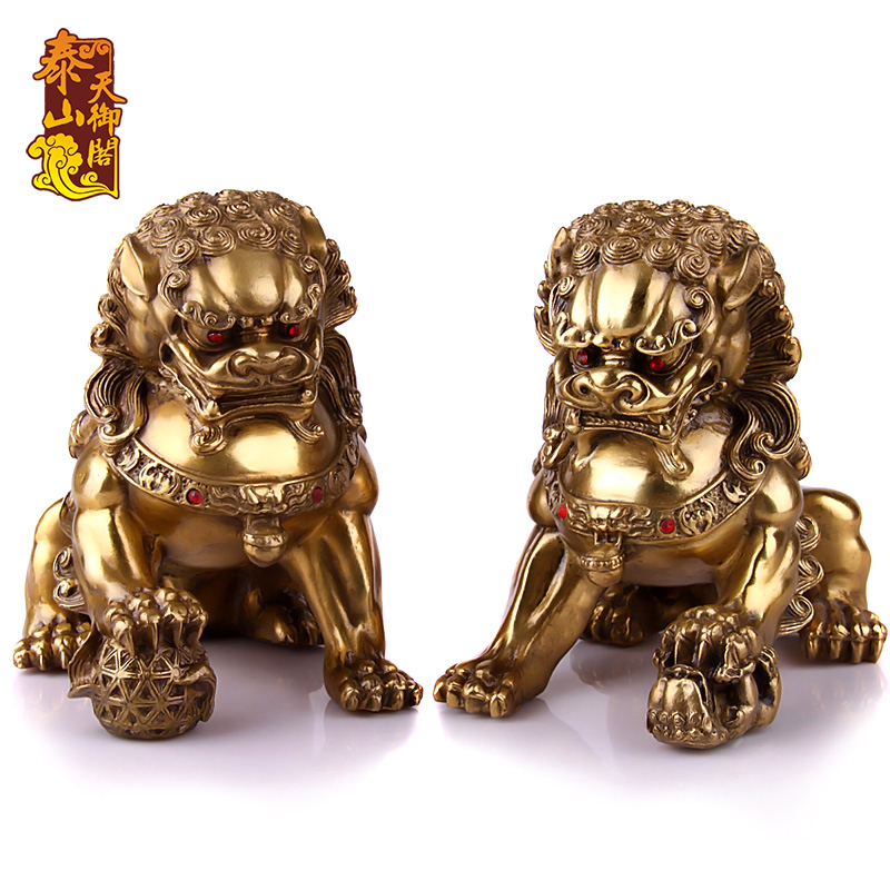 铜狮子摆件一对纯铜北京狮大门口看门宫门狮工艺品家居装饰品摆设