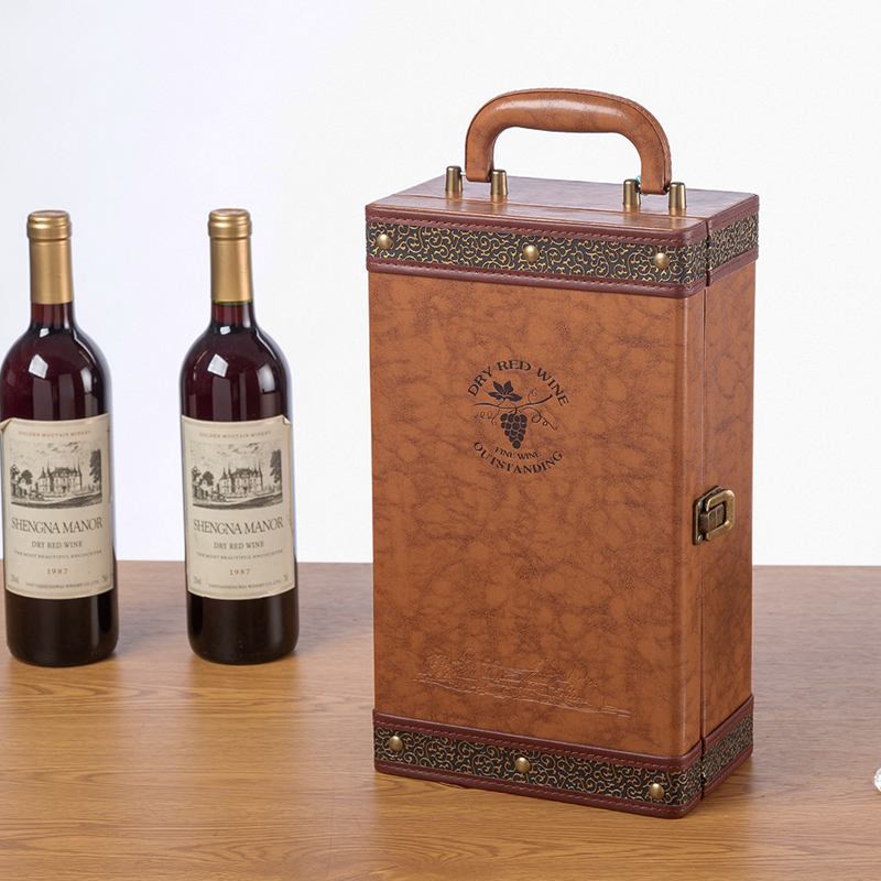 红酒盒双支皮质包装礼盒双只酒盒定制红酒皮盒单支葡萄酒瓶包装盒