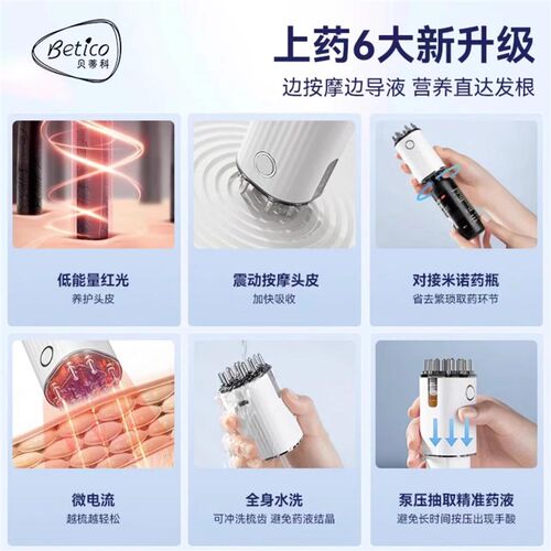 米诺专用电动头皮上药器红光滚珠头部育发生发精华按摩抹药导液梳