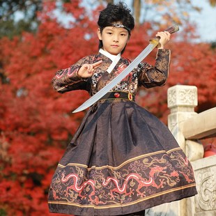 儿童汉服古装男童中国风明制交领女童唐装锦衣卫武侠龙纹服飞鱼服