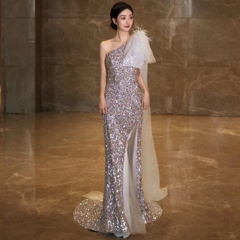 宴会晚礼服2024新款气质高贵优雅鱼尾订婚高级感主持人晚装演出服,女装/女士精品,礼服/晚装,淘宝优惠券,粉丝福利购,淘宝优惠卷