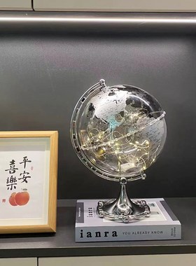 轻奢透明地球仪摆件家居客厅酒柜电视柜装饰品创意办公室书桌摆设