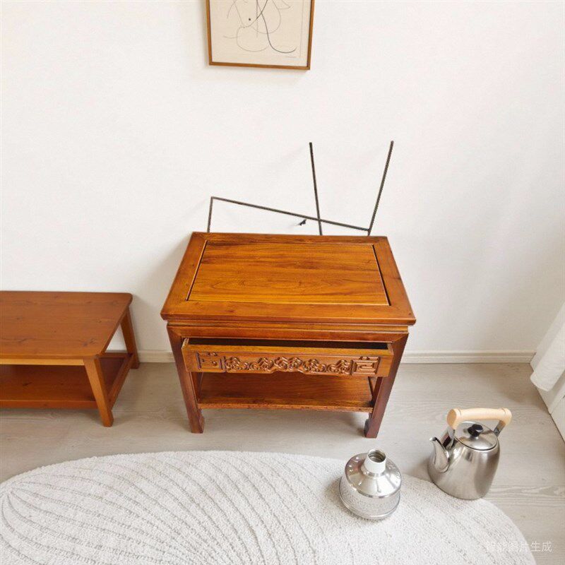 全实木中式带抽屉沙发边几角几整装榫卯鱼缸架奇石方桌客厅小茶几