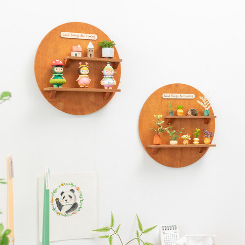 阿楹 餐厅墙上窟窿装饰花床头幼儿园儿童房壁挂植物遮丑置物架木