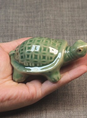 陶瓷小乌龟摆件招财盆栽鱼缸假山造景桌面送礼可爱小动物小装饰品
