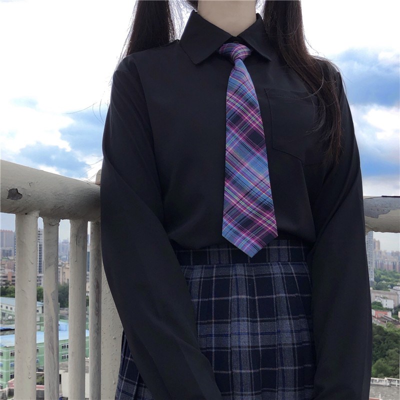 JK电竞大码衬衫女长袖黑暗系类胖mm200斤微胖女生蝴蝶结个性衬衣