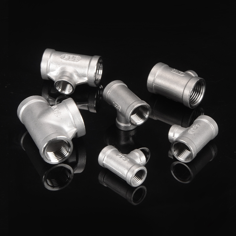 304不锈钢变径三通4分转6分/1寸变换1分2分3分异径三内丝管件接头