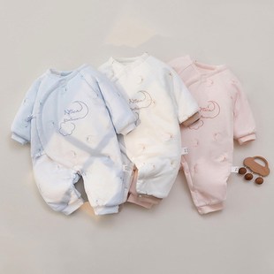 新生儿夹棉连体衣秋冬婴儿加厚保暖棉服初生宝宝衣服a类纯棉冬装3