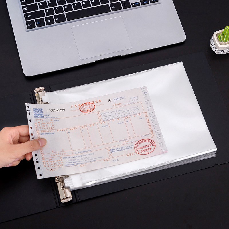 A4横版文件袋透明保护膜B5打孔袋活页资料袋高清内页膜袋侧开袋芯