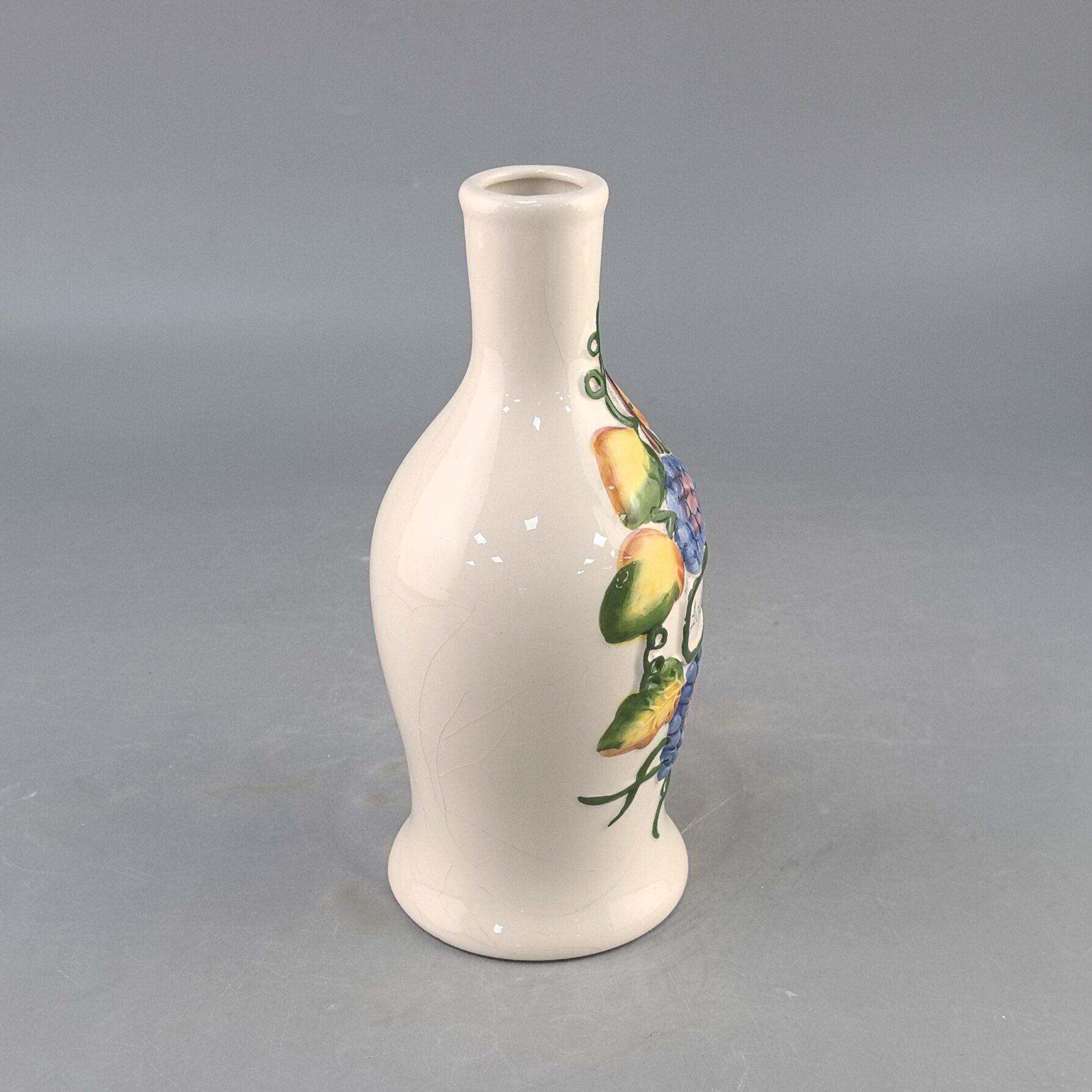 陶花瓷创意手浮雕葡萄花插绘 陶艺家居LOM摆件饰品干花小随小手礼