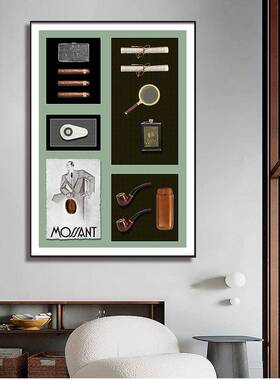 轻奢茄烟Ｔ66斗酒壶立体实雪物装画售楼饰处样版间沙发景背墙挂画