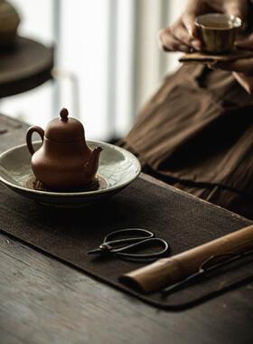 席刻双层长方形香云纱复式古中茶干泡茶席茶道配LSCX件禅束意桌旗