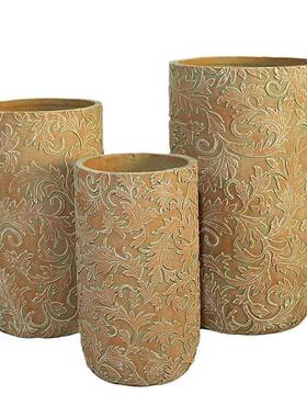 玻璃钢花盆轻仿奢家居真口绿植花厅器F99235别墅户外门客庭院落地