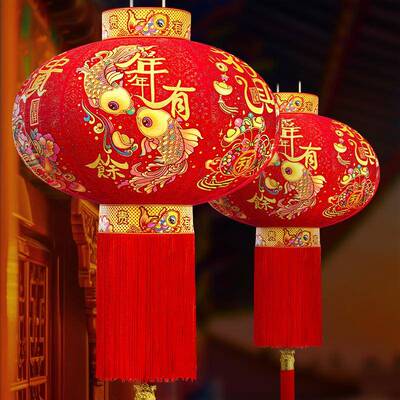 大红满图满ZRS版烫大金外植绒灯笼节日新乔迁春节户春节年阳台门