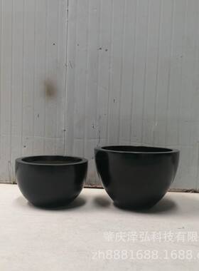 现货zh-001黑色圆璃钢树脂F形R玻黑色花盆花器花钵组合厂家出口花