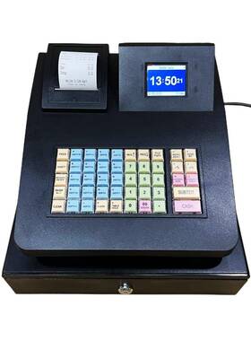 英文版电子收银机快餐粉面店便利饰品店紫光验钞英文ECR收款机