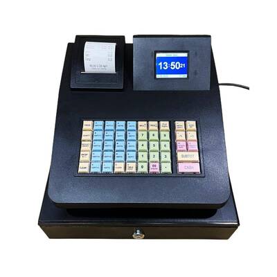 英文版电子收银机快餐粉面店便利饰品店紫光验钞英文ECR收款机