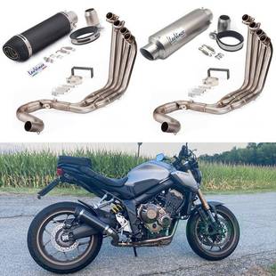 适用CBR650R前段CB650RCB650F侧排改装不锈钢度蓝前全段排气管