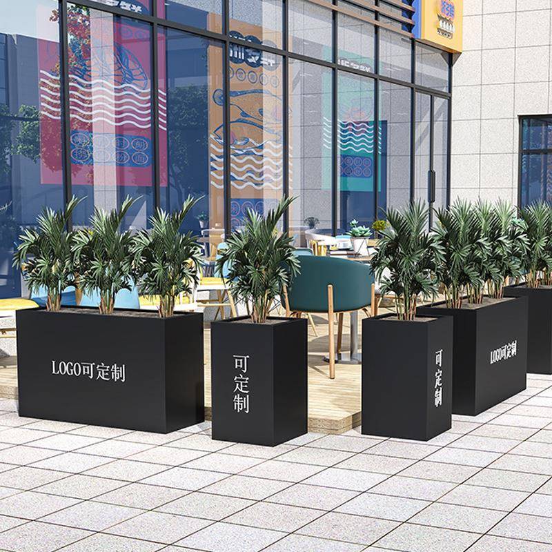 不锈钢户外花箱铁艺隔断阳台庭院种植花槽市政奶茶店花架铁艺花架
