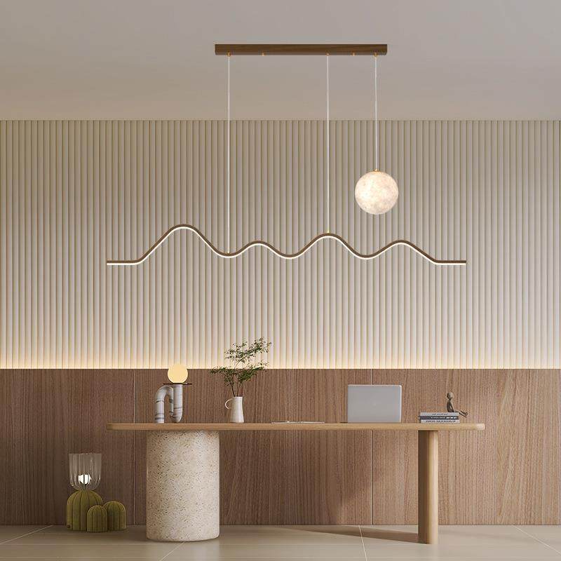 北欧艺术吊灯led创意吧台后现代设计师波浪形前台长条灯蜡烛