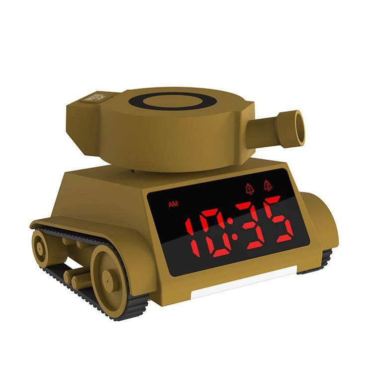 LED数字显示闹钟卧室客厅创意坦克装饰无线充电电子时钟