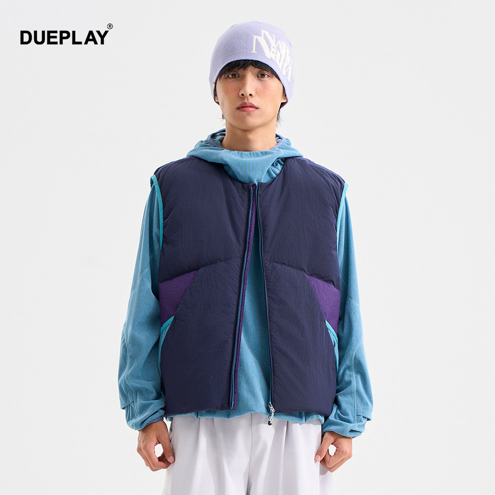 【明星郑恺潮牌】冬季白鸭绒羽绒马甲休闲拼色保暖防水外套男款,男装,羽绒马甲,淘宝优惠券,粉丝福利购,淘宝优惠卷