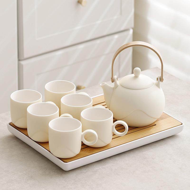 陶瓷奶油风提梁壶茶具套装大号茶壶茶杯整套简约办公家用茶具,农用物资,其他肥料,淘宝优惠券,粉丝福利购,淘宝优惠卷