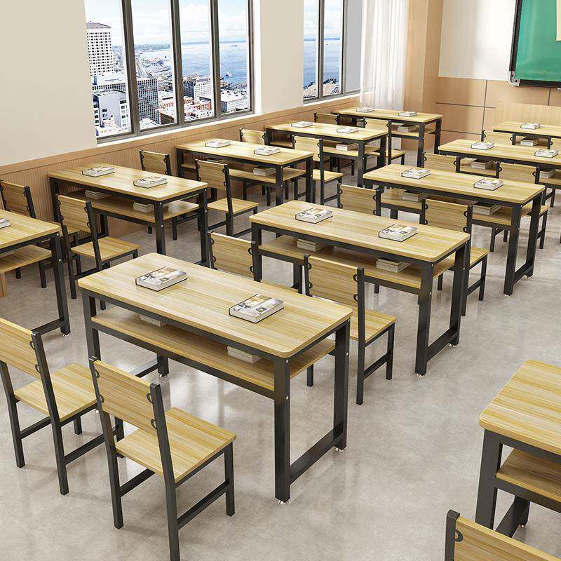 课桌椅培训机构员工双人位中小学生长条桌双人位学校学习补课书桌