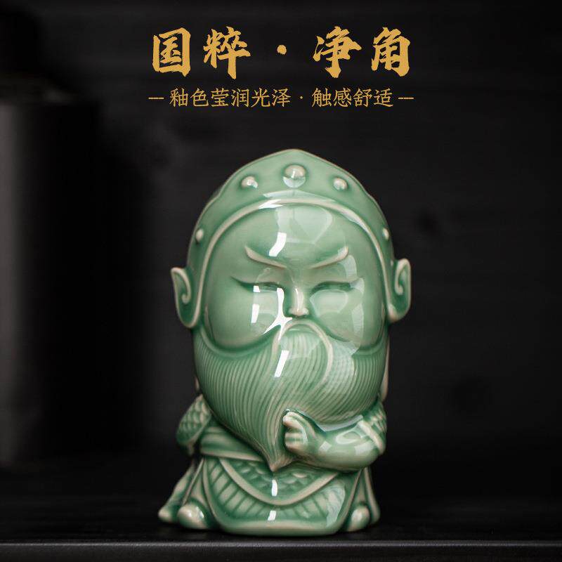 青瓷桌面茶宠摆件京剧名角茶台创意陶瓷装饰配件迷你家居手工艺品