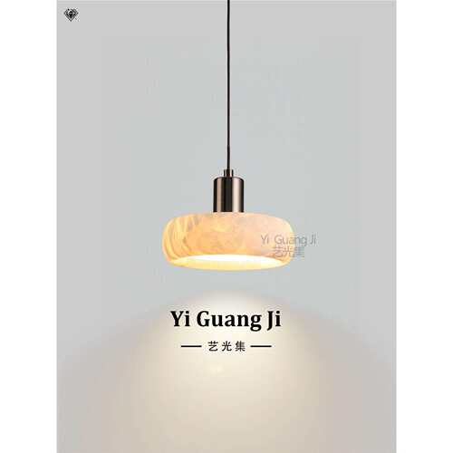 意式极简轻奢卧室床头灯具入户玄关现感云石过道可升降吊灯