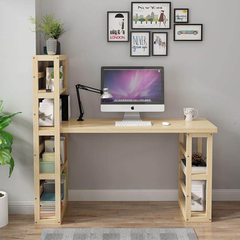 实木书桌书架组合家用写字台学生写字转角电脑桌儿童学习桌椅套装