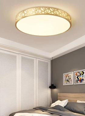 全铜美式简约卧室吸顶灯led圆形超薄百搭餐厅过道阳台走廊灯具