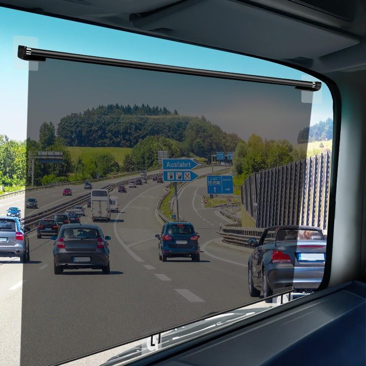 大货车遮阳膜伸缩式窗帘前挡风玻璃防晒隔热电动三轮车四轮透明帘