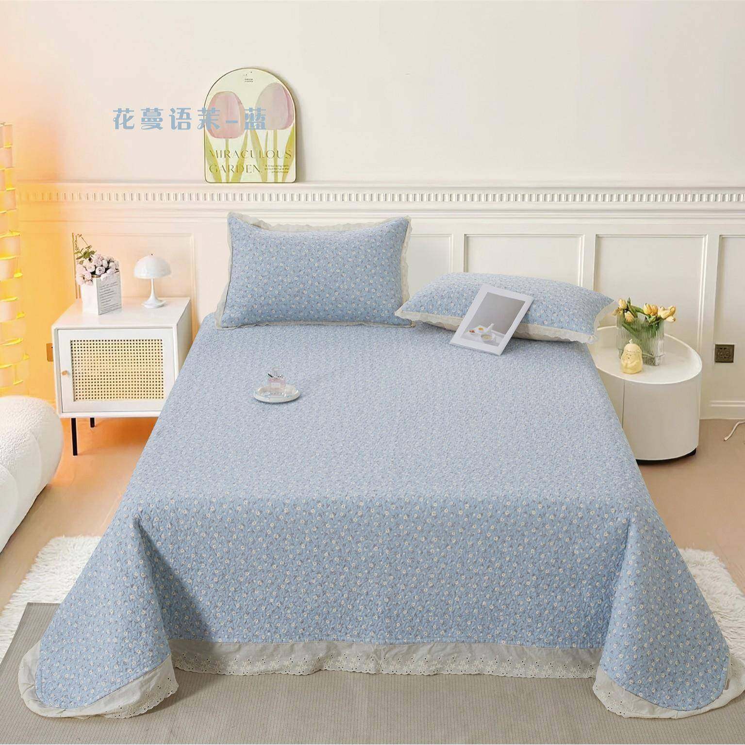 厂家供应全棉绗缝床盖三件套碎花床单榻榻米床盖家用加厚床单炕单