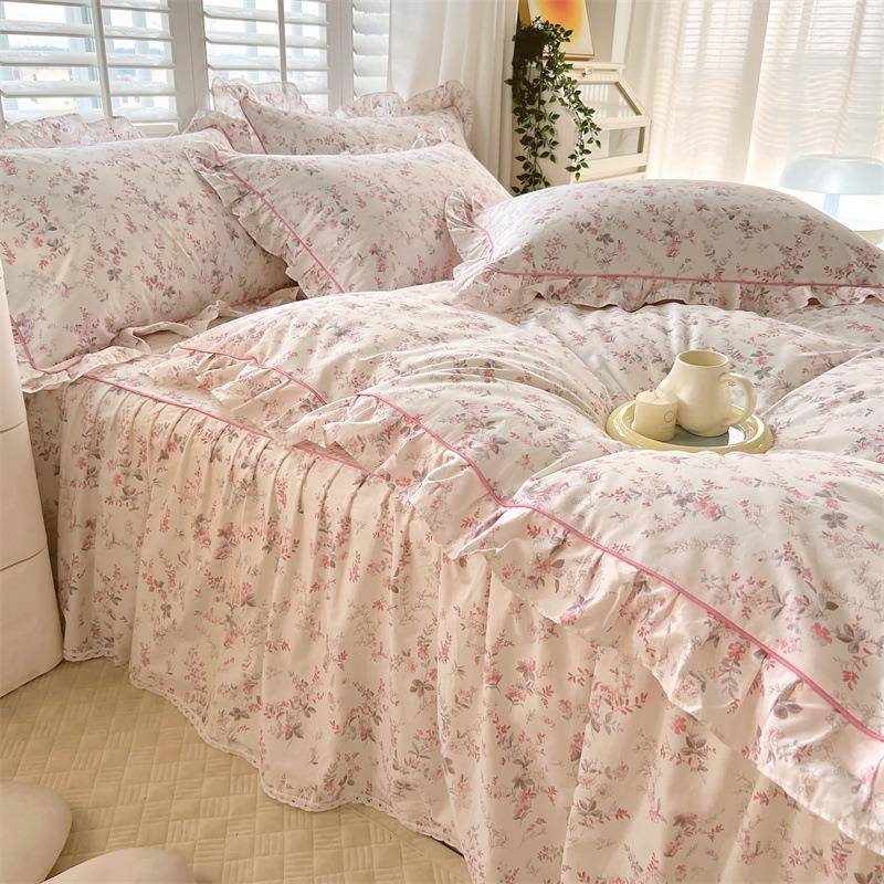 公主风床裙款床上四件套100全棉纯棉学生宿舍床单被套床品三件套4