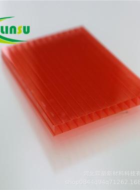 透明隔热材料生态餐厅阳光板采光顶棚板 橙色PC双层中空阳光板