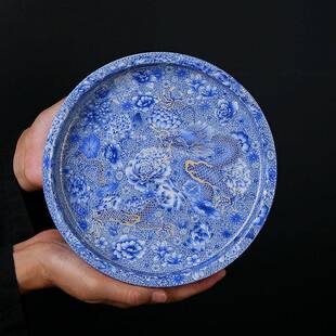 家用陶瓷壶承干泡盘小型茶盘茶托青花圆形壶垫茶壶隔热垫茶具配件