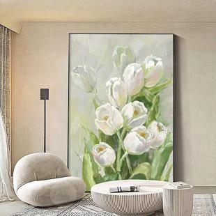 现代简约玄关装 饰画抽象花郁金香肌理画轻奢客厅走廊过道喷绘油画