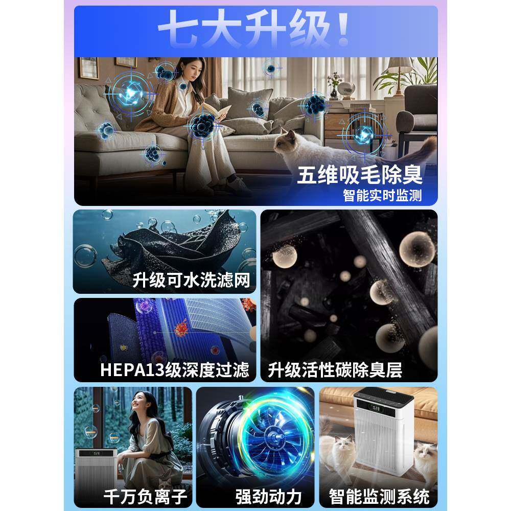 全自动吸猫毛神器宠物空气净化器家用养猫专用吸毛机吸附浮毛除臭