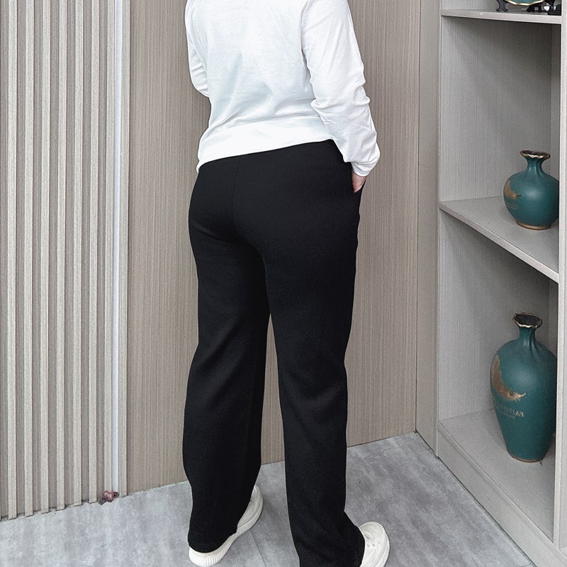 春秋装休闲长裤子女大码胖mm松紧高腰宽松显瘦窄版阔腿直筒香蕉裤