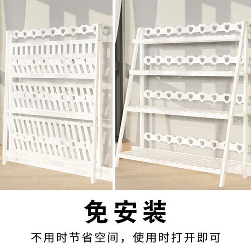 免安装折叠花架子多层室内外阳台置物架实木客厅落地式多肉置物架