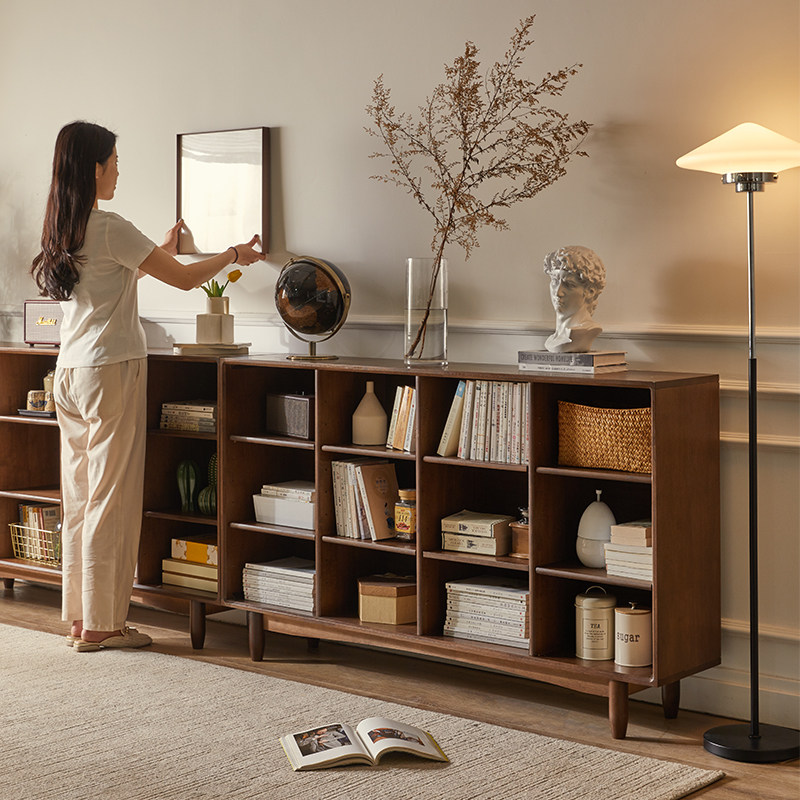 家逸实木书柜整墙自由组合书架客厅家用收纳格子柜落地展示置物柜,住宅家具,单个书柜,淘宝优惠券,粉丝福利购,淘宝优惠卷