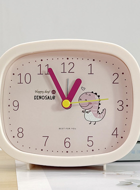 创意儿童可爱卡通恐龙学生客厅家用静音时钟创意小朋友绿色闹钟表