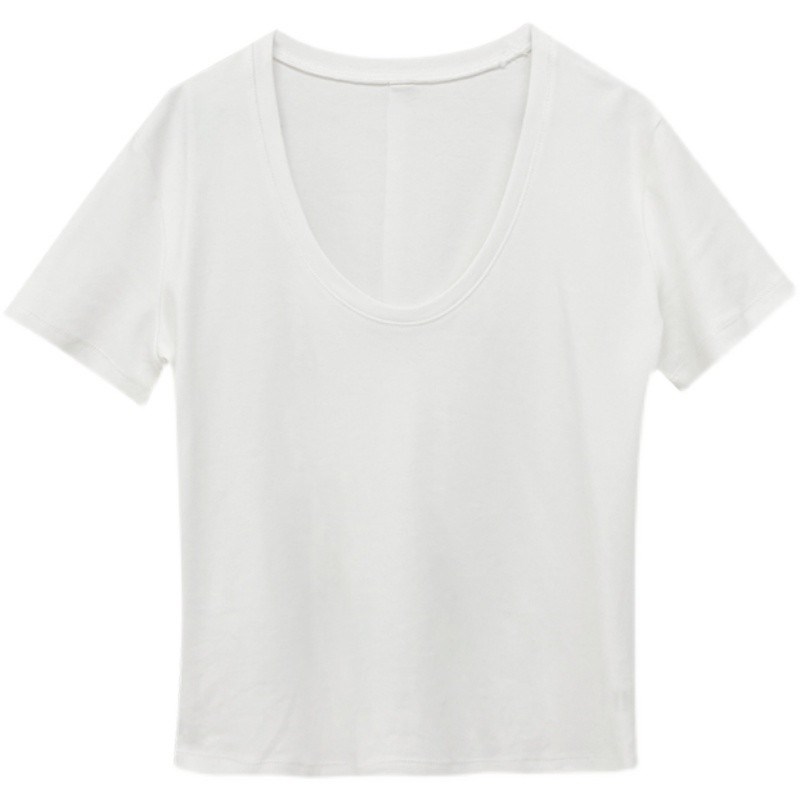 2024夏秋港味百搭白色短袖t恤女纯棉宽松休闲叠穿显瘦打底衫上衣