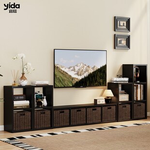 宜搭家居电视柜中古风小户型客厅家用铁艺收纳储物柜一体组合墙