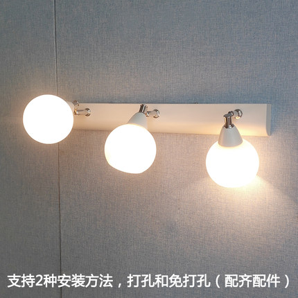 镜前灯卫生间免打孔镜柜浴室洗手间厕所洗漱台补光化妆灯led灯泡