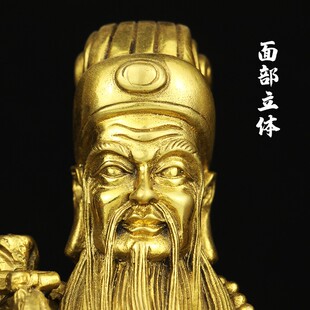 纯铜山神爷神像 土地山神爷铜像 家居人物供奉佛像工艺品摆件